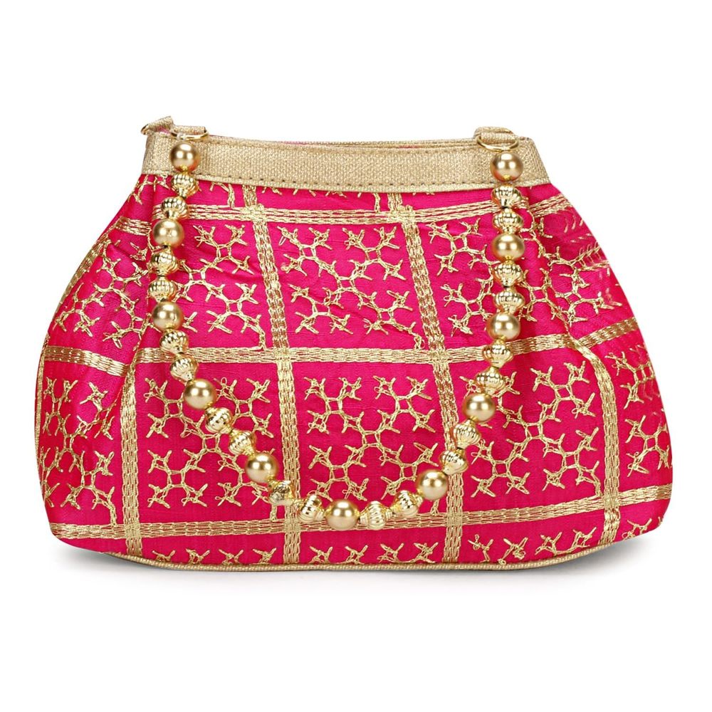 Potli Bags Embroidered Evening Purses With Gold Pearl Handle, :D